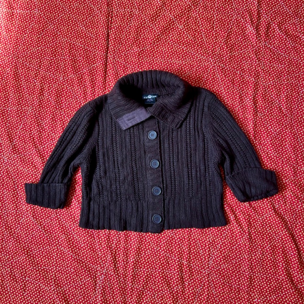 Vintage 2000s It's Our Time Brown Knit babydoll style Cardigan Sweater Large